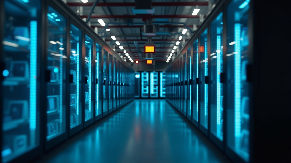 High angle view of advanced computer server technology