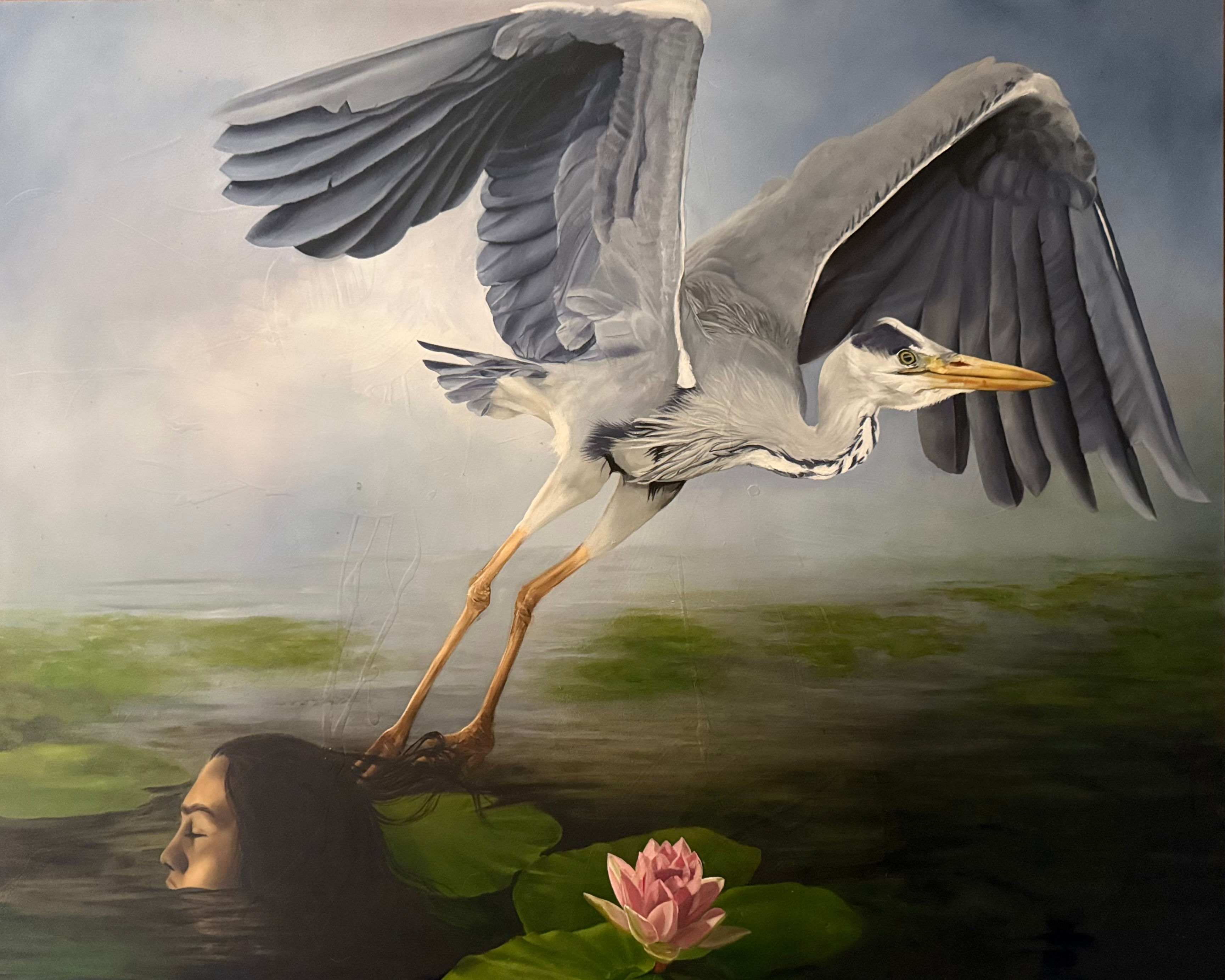 A Herron's Reflection- Original Painting