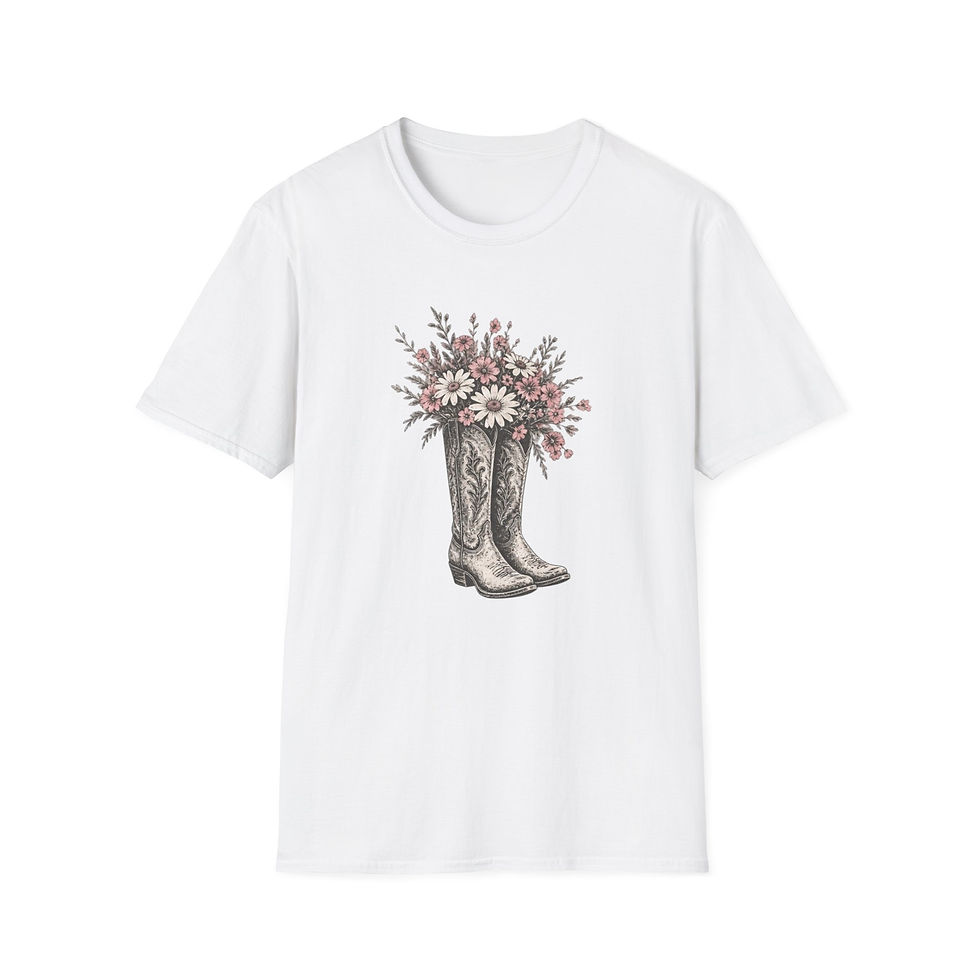 Thumbnail: Cowboy Boots with Wildflower Bouquet T-Shirt | Floral Western Tee