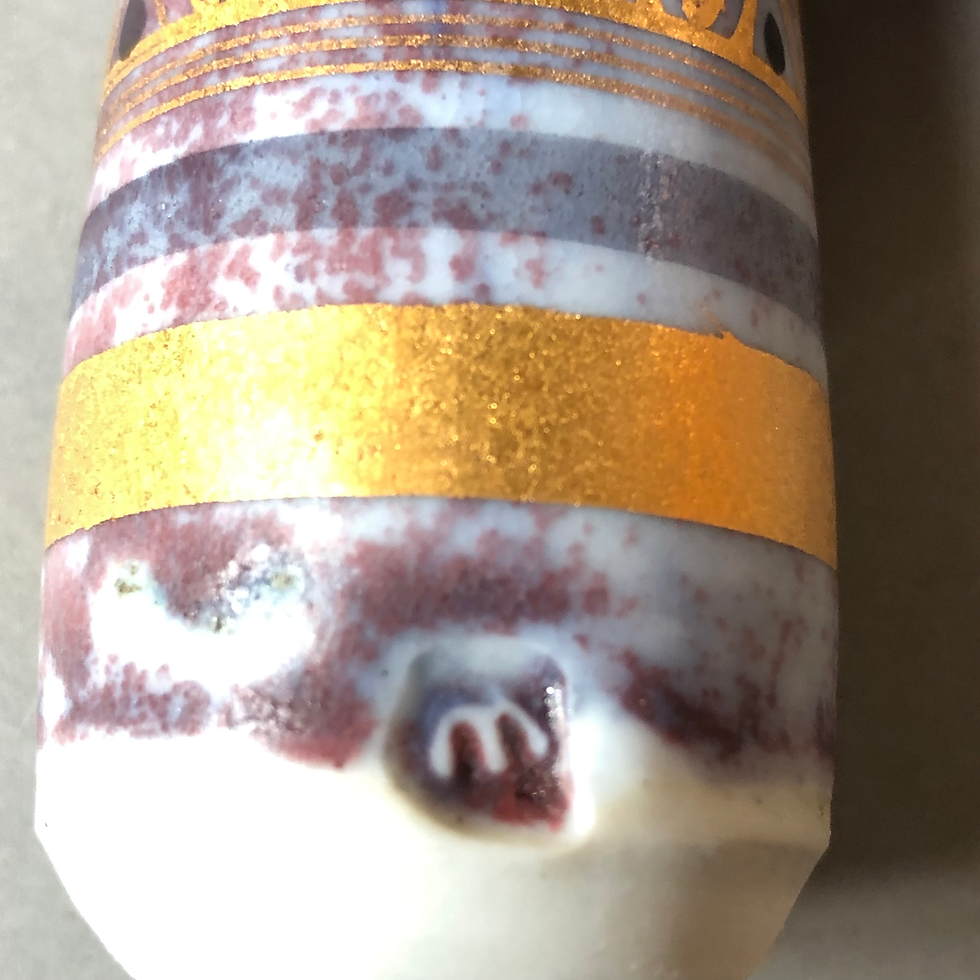 Thumbnail: Mary Rich porcelain miniature  gold lustre vase