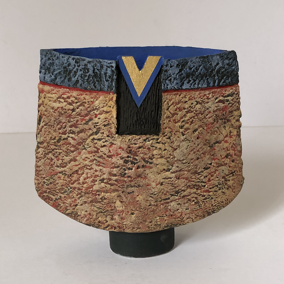 A stoneware hand built slab vessel by PHILIP EVANS