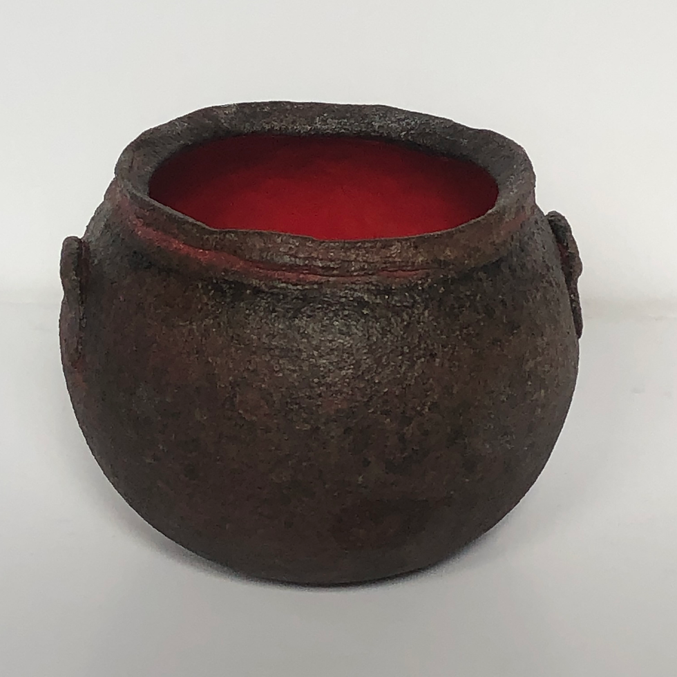 decorative vessel with two lugs by potter Philip Evans