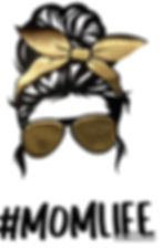 Custom design of woman with messy bun, gold sunglasses