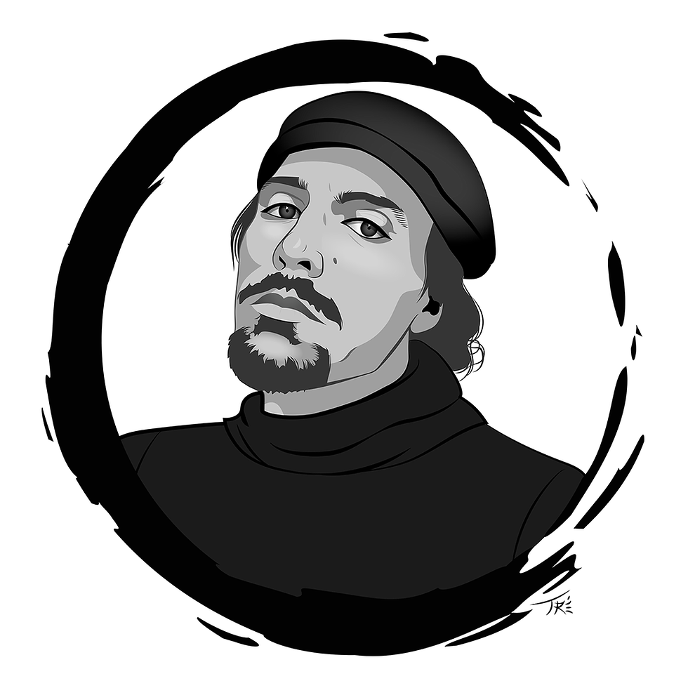 A black and white illustrated portrait of Jerome Berglund by: Tré.
Wolf Twin Review interview with haikai poet Jerome Berglund.