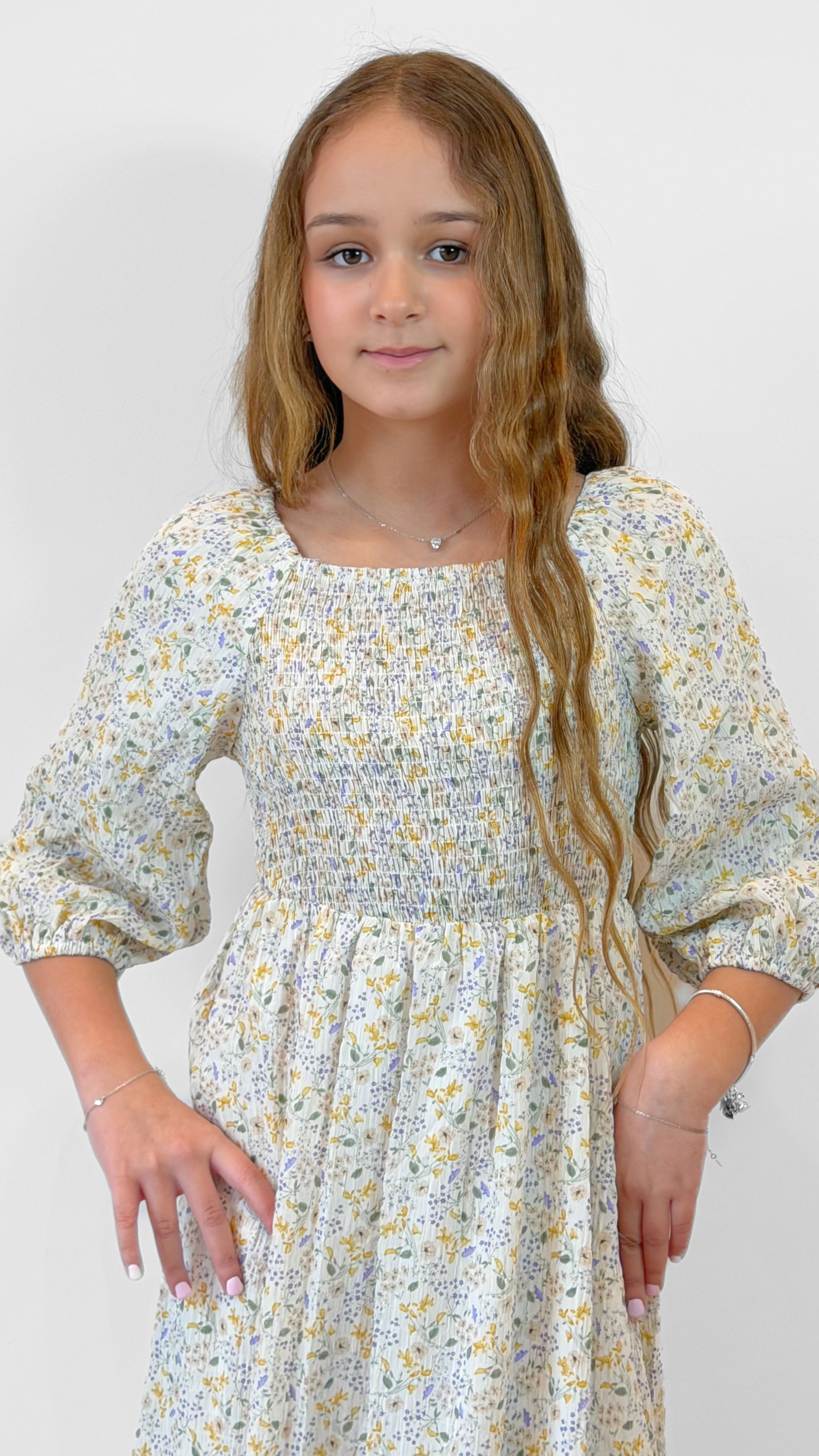 שמלת צלמה צהוב סגול