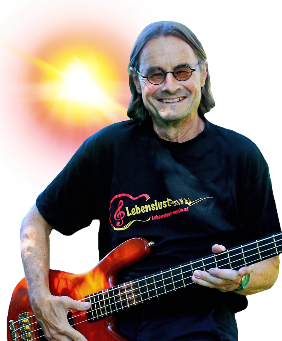 Musiker von Lebenslustmusic mit Bassgitarre
