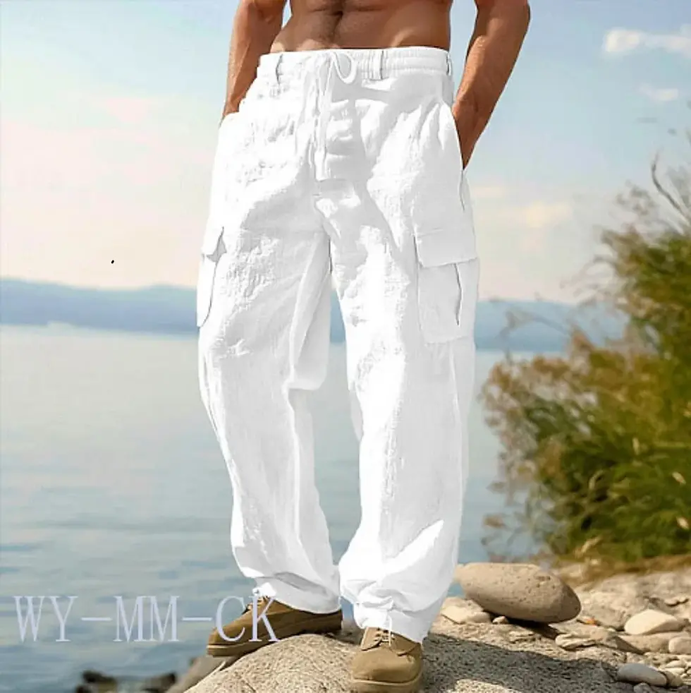 Thumbnail: 2026 European And American Men's Cotton And Linen Trousers Multi-pocket Work Pan