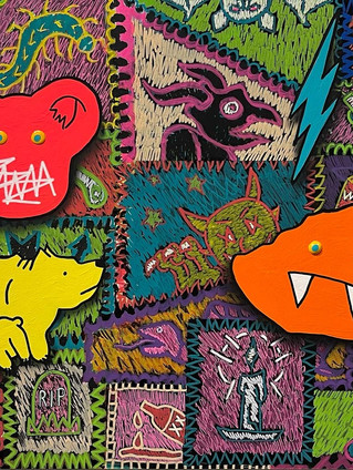 graphic cartoon quilt stitch posca