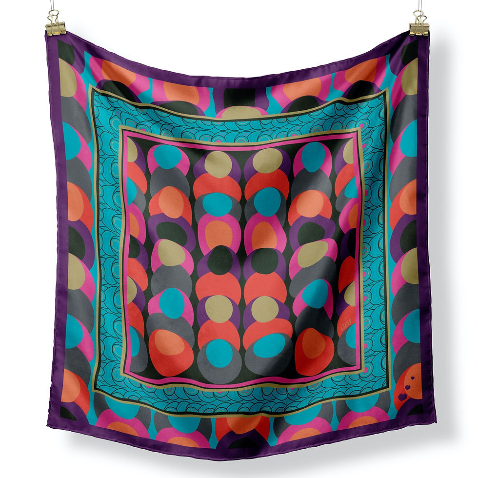Thumbnail: Twill Silk Scarf - Bali Dots 100 x 100 cm - by Gloria Franco