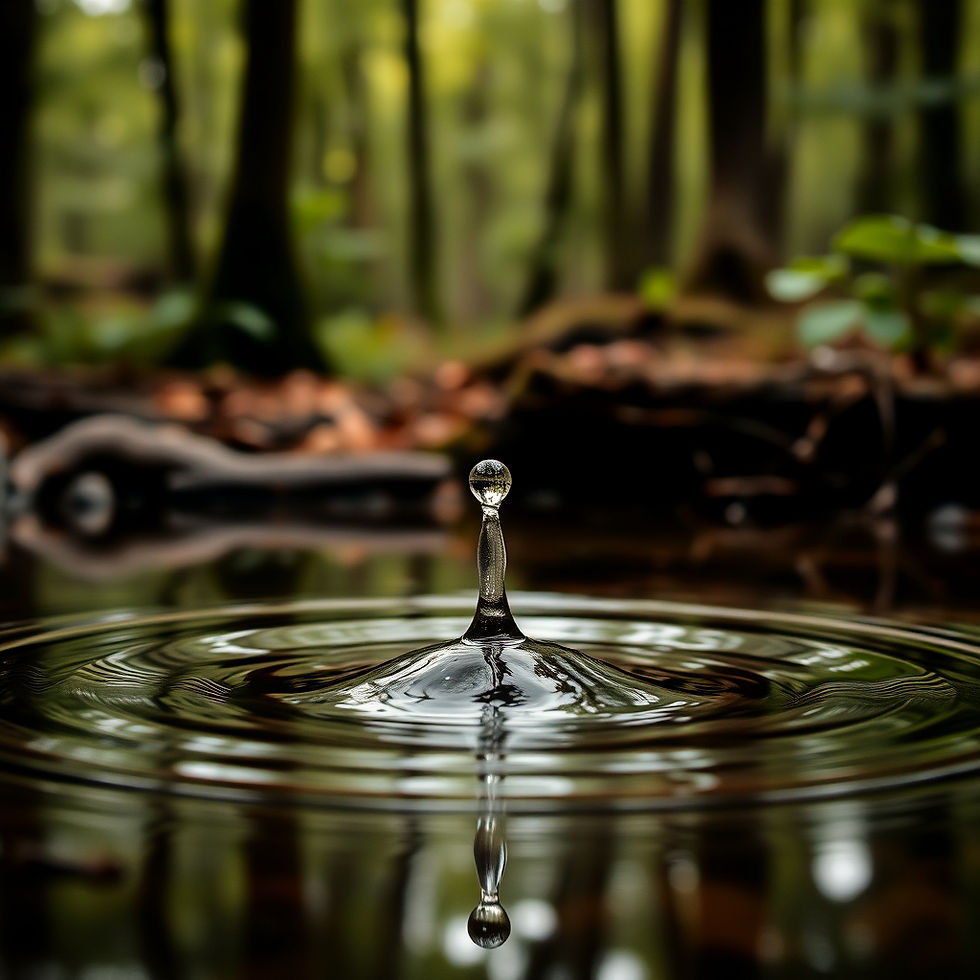 water drop falling into forest pool creating a ripple.jpg