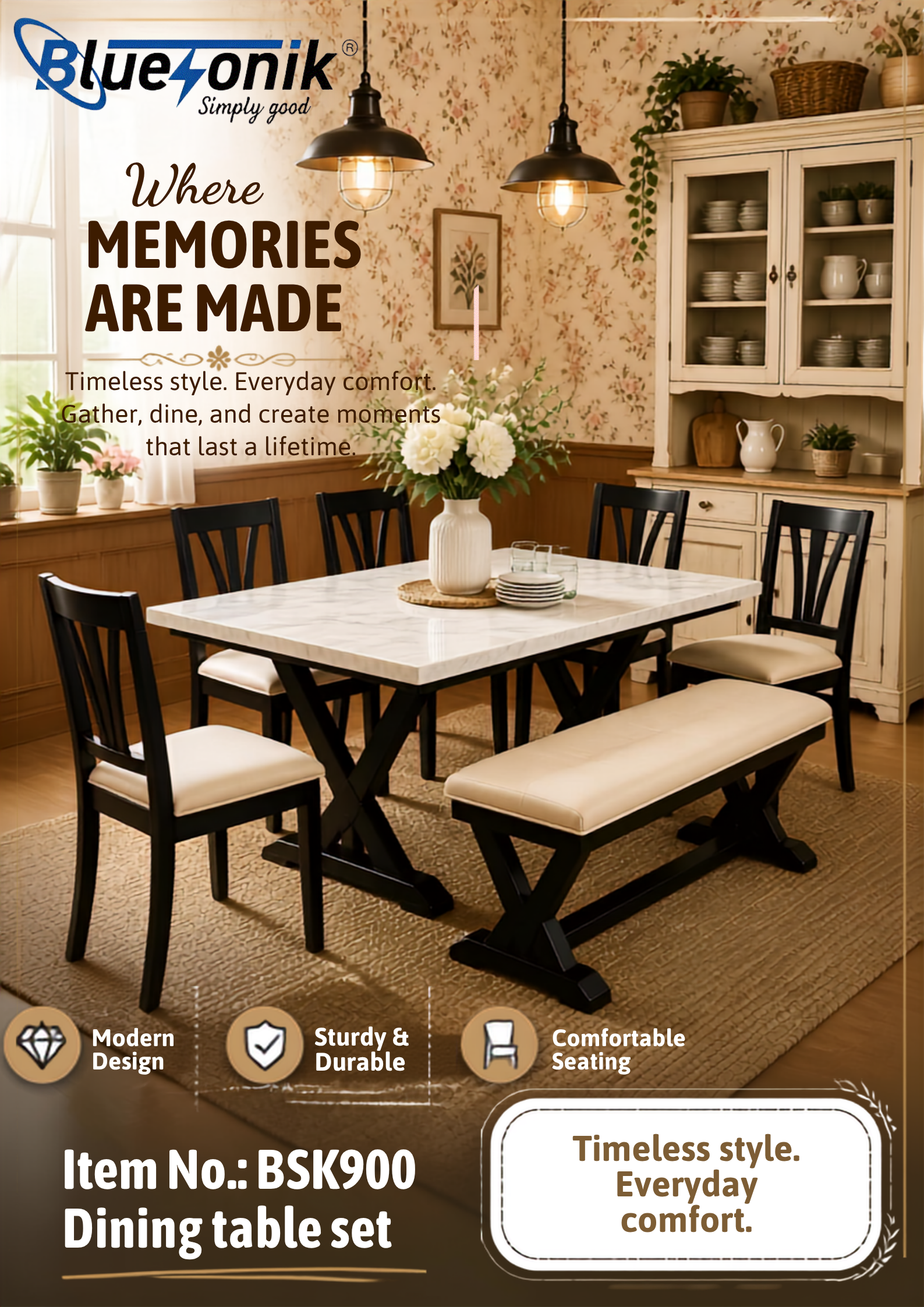Bluesonik BSK900 Dining Table Set 🍽️