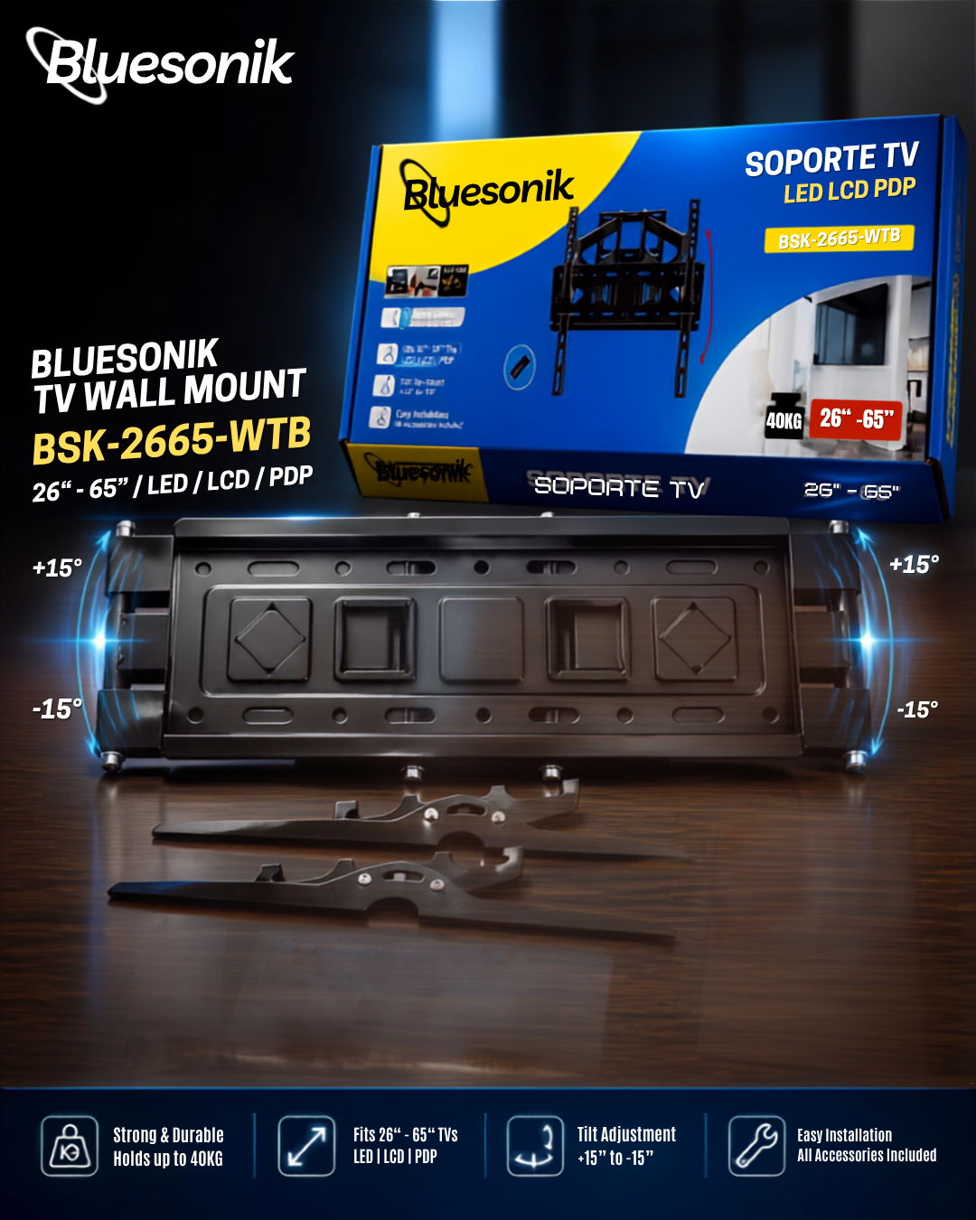 Bluesonik TV Wall Mount (26″–65″) 📺