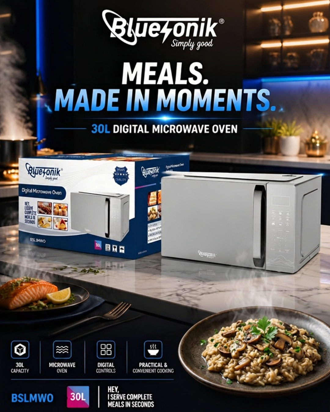 Bluesonik 30L Digital Microwave Oven  🍿