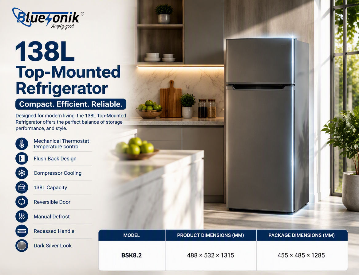 Bluesonik 138L Top-Mounted Refrigerator π§