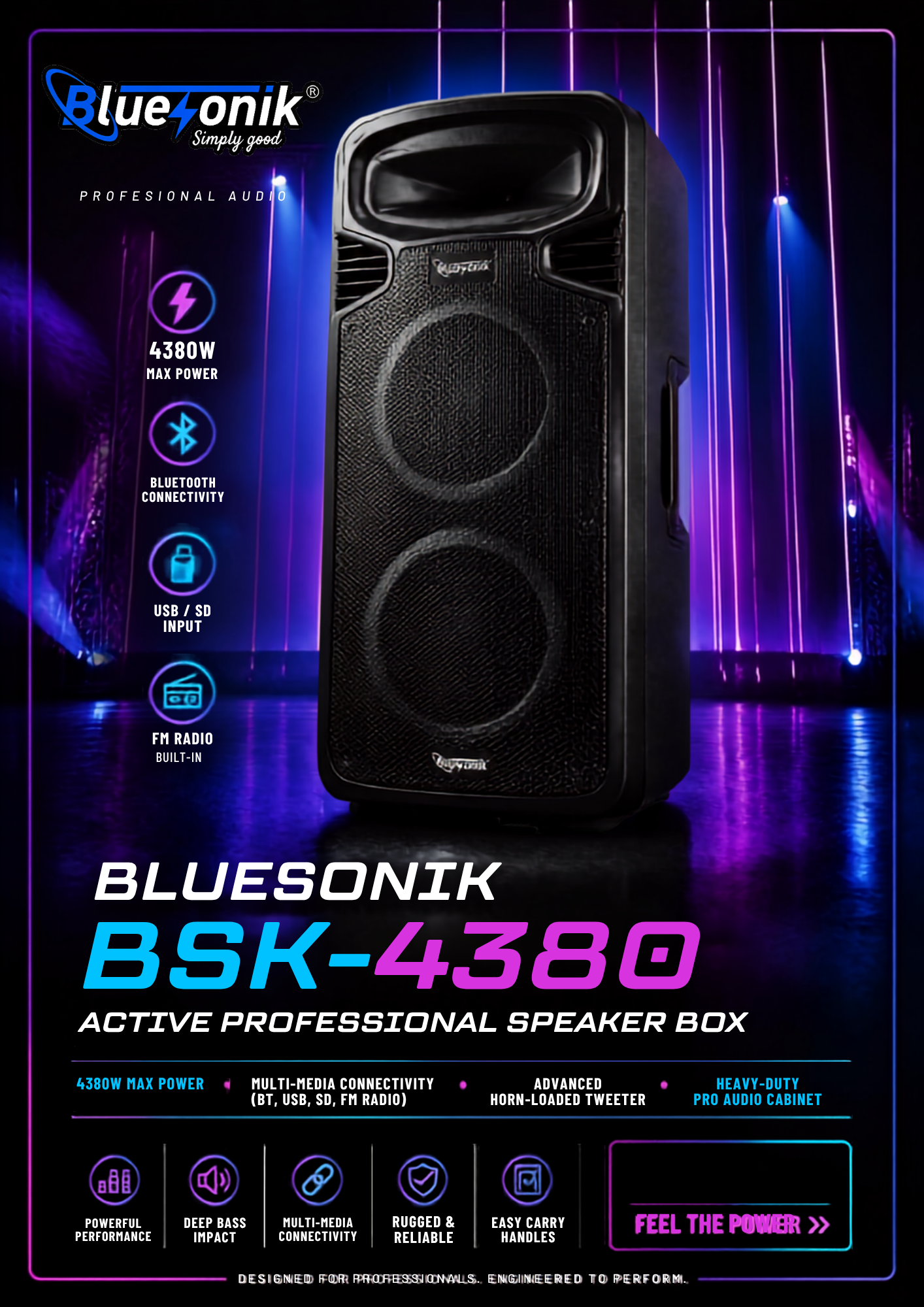 Bluesonik BSK-4380 Active Professional Speaker Box πβ¨