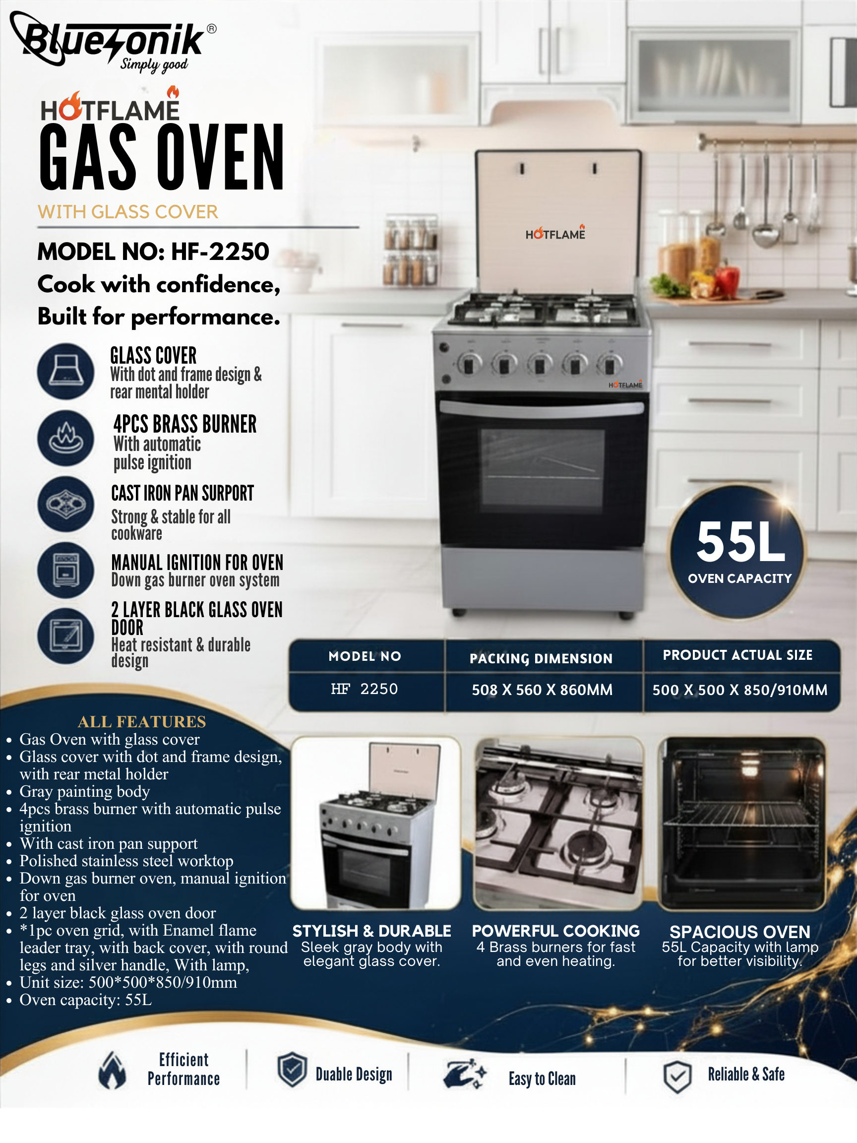 Hotflame 4 Brass Burner Gas Stove