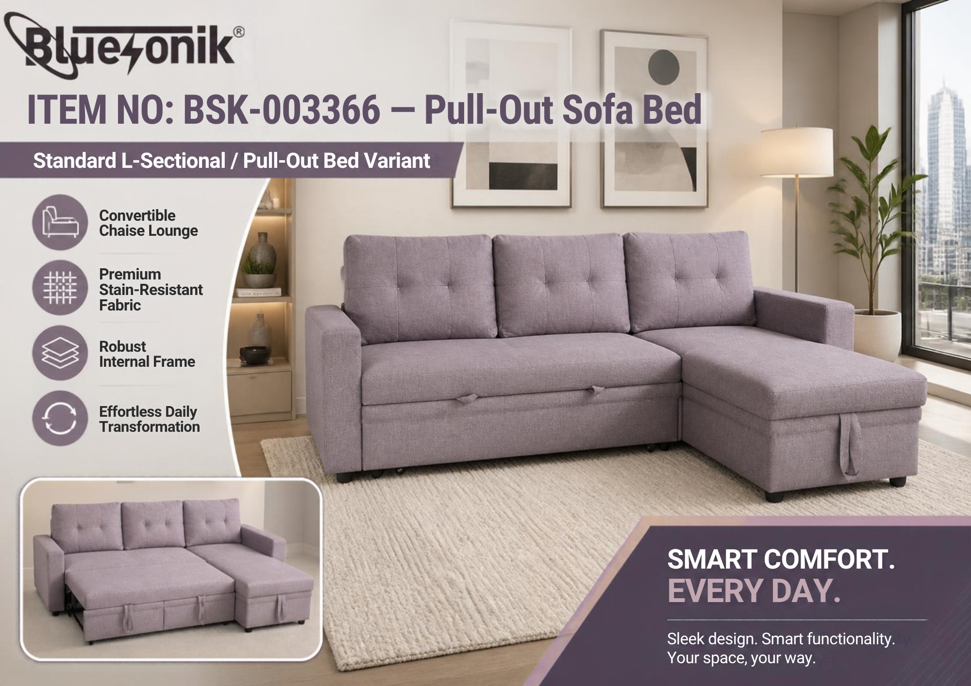 Bluesonik Pull-Out Sofa Bed ποΈβ¨