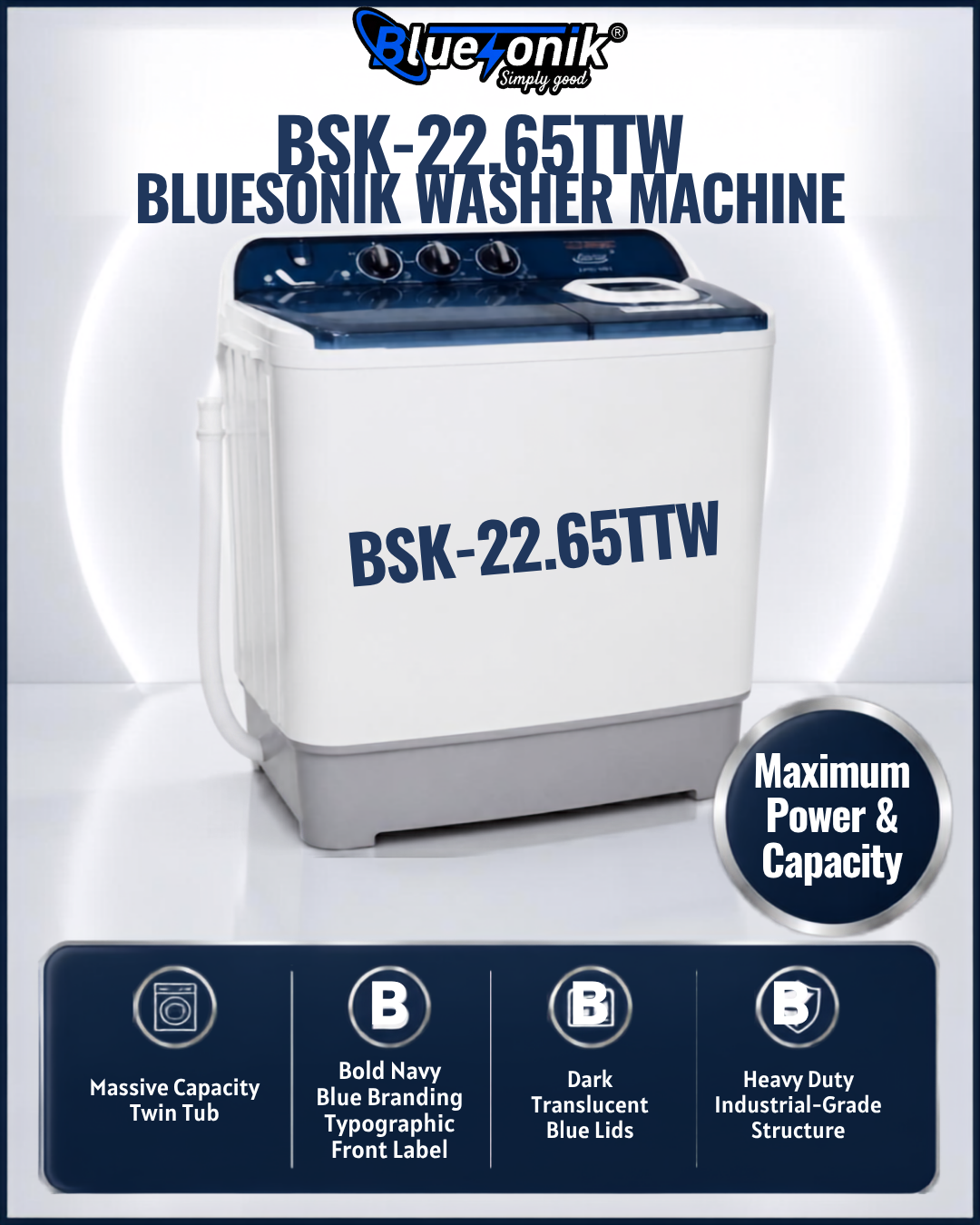 Bluesonik BSK-22.65TTW Washer Machine 🧺✨