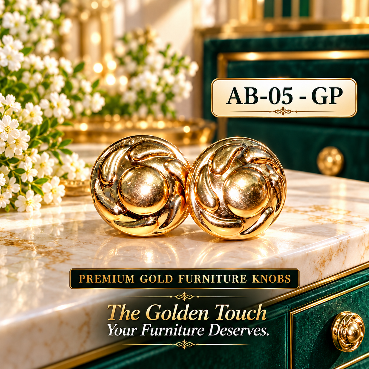Premium Gold Furniture Knobs (AB-05-GP) ✨