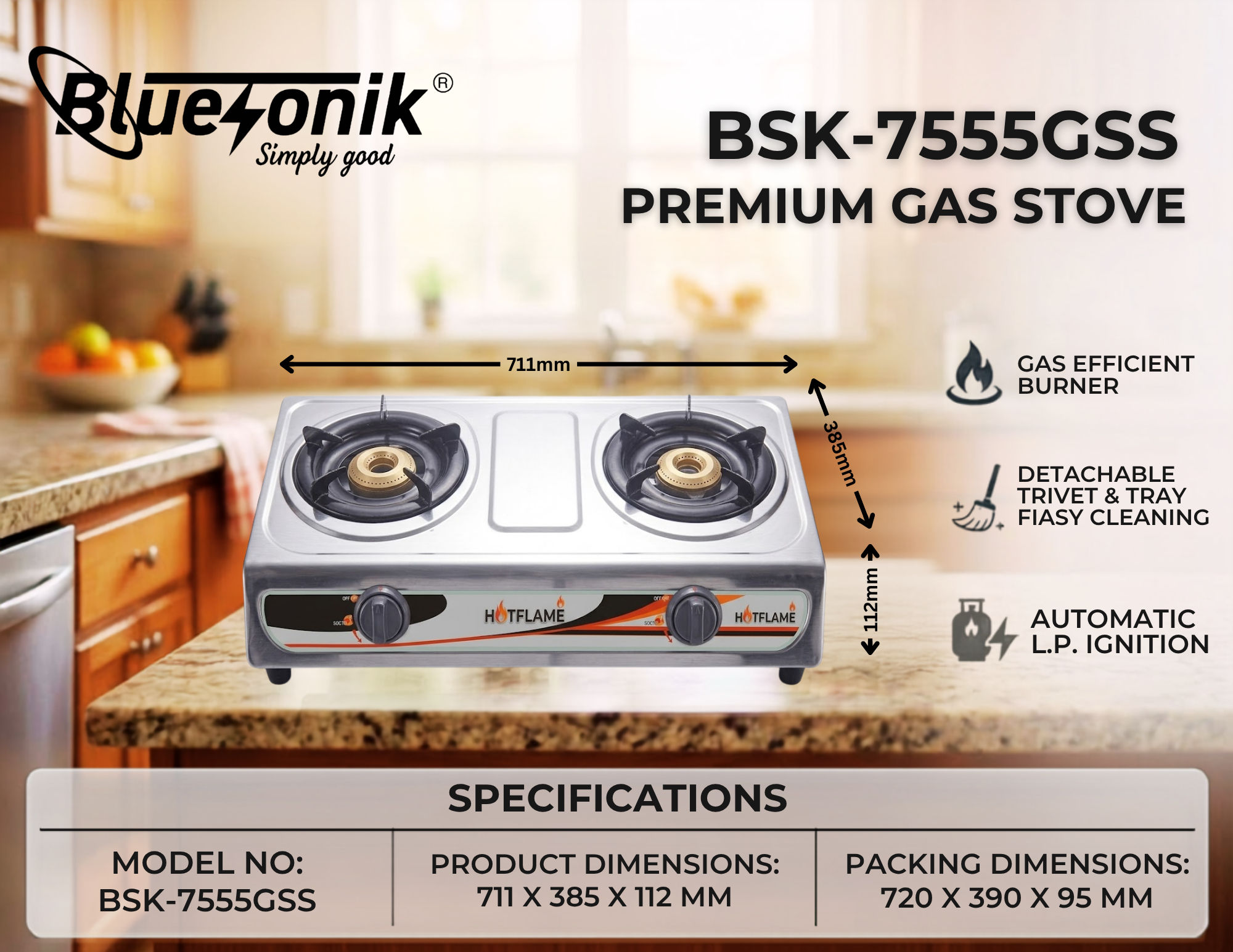 Hotflame Double Burner Gas Stove