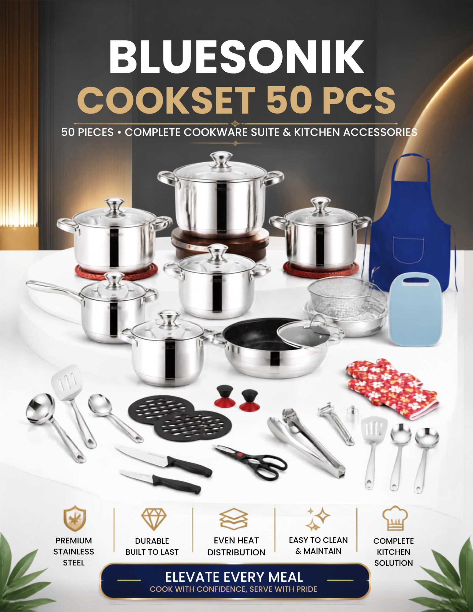 Bluesonik 50 pc Cookware Set (Model: BSK-5050CS) π³β¨