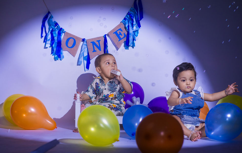 Magical Twin Baby Photoshoot for Vayu & Veda | 1-Year Indoor & Outdoor Shoot by LensAction Photography, Vizag