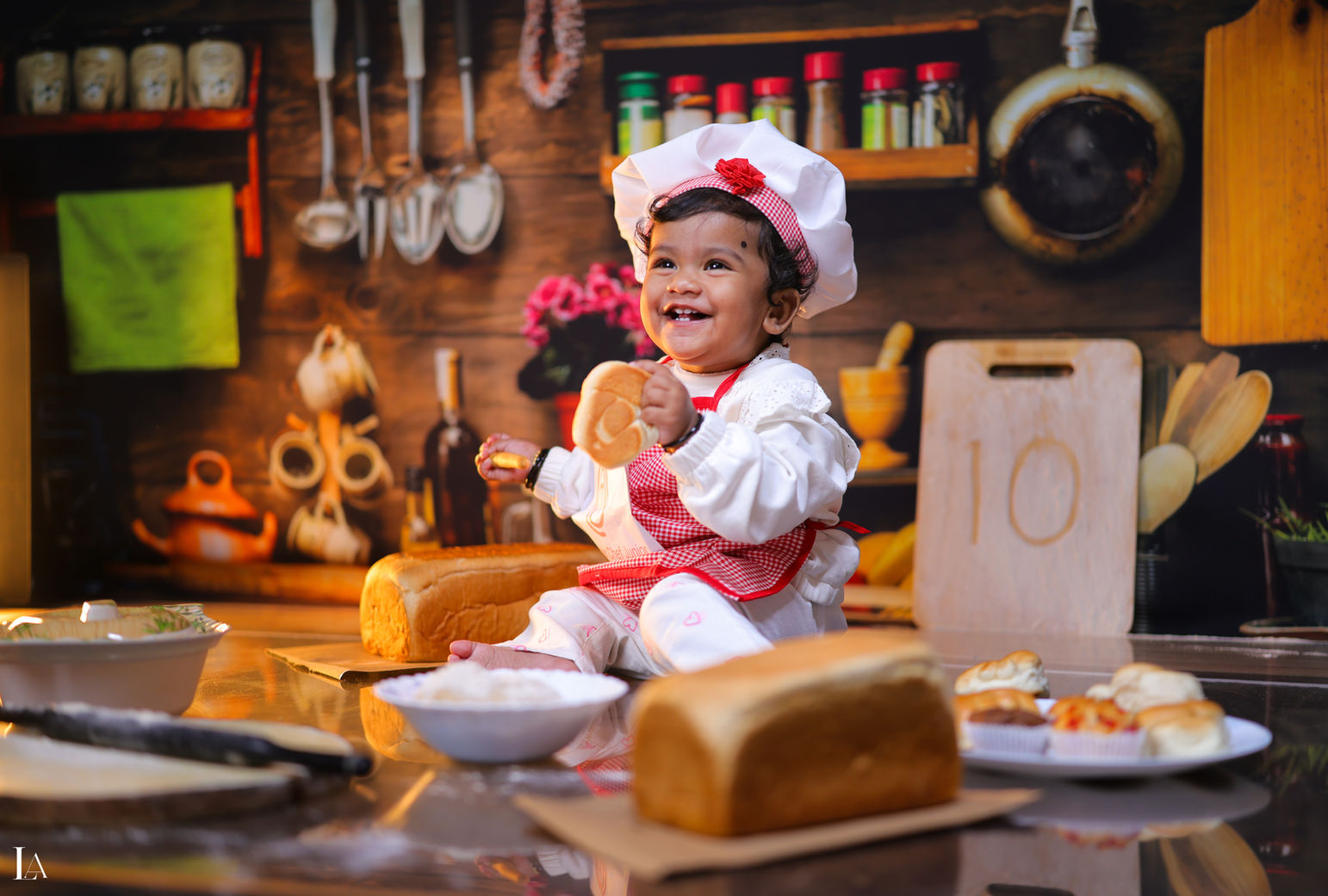 baby chef theme pre birthday photoshoot in vizag