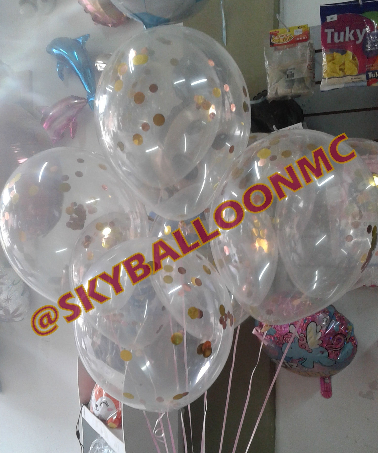 GLOBOS DE LÀTEX CONFETI CON HELIO