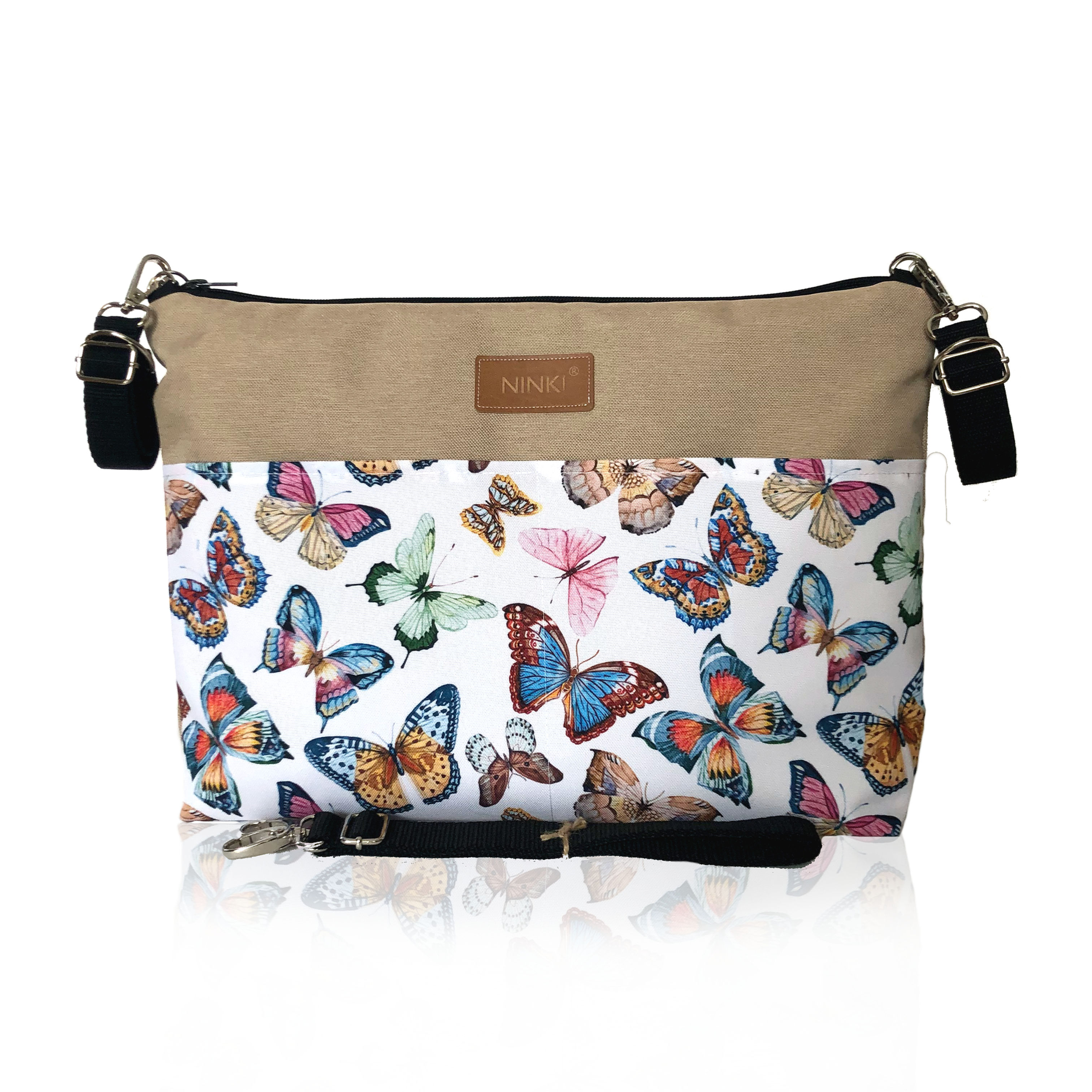 wodoodporny organizer do wózka ( motyle - beżowy)