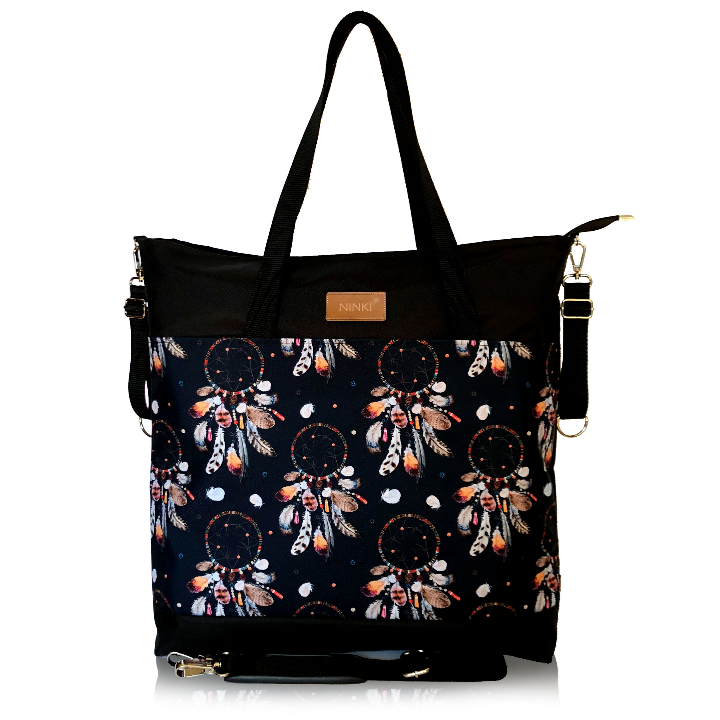 wodoodporna torba do wózka - shopper (łapacz snów czarny  - czarny)