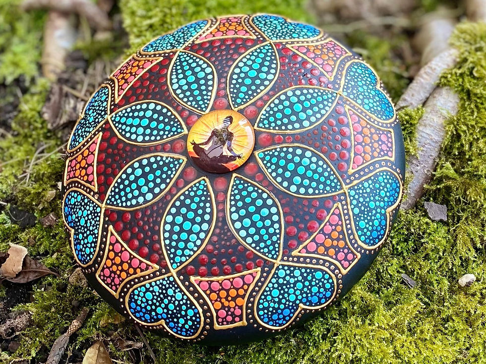 Thumbnail: Mandala steen "Yogi" groot, 14 cm