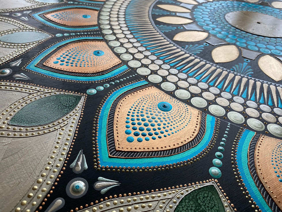 Thumbnail: Handbeschilderde Mandala Wanddecoratie 110 cm.