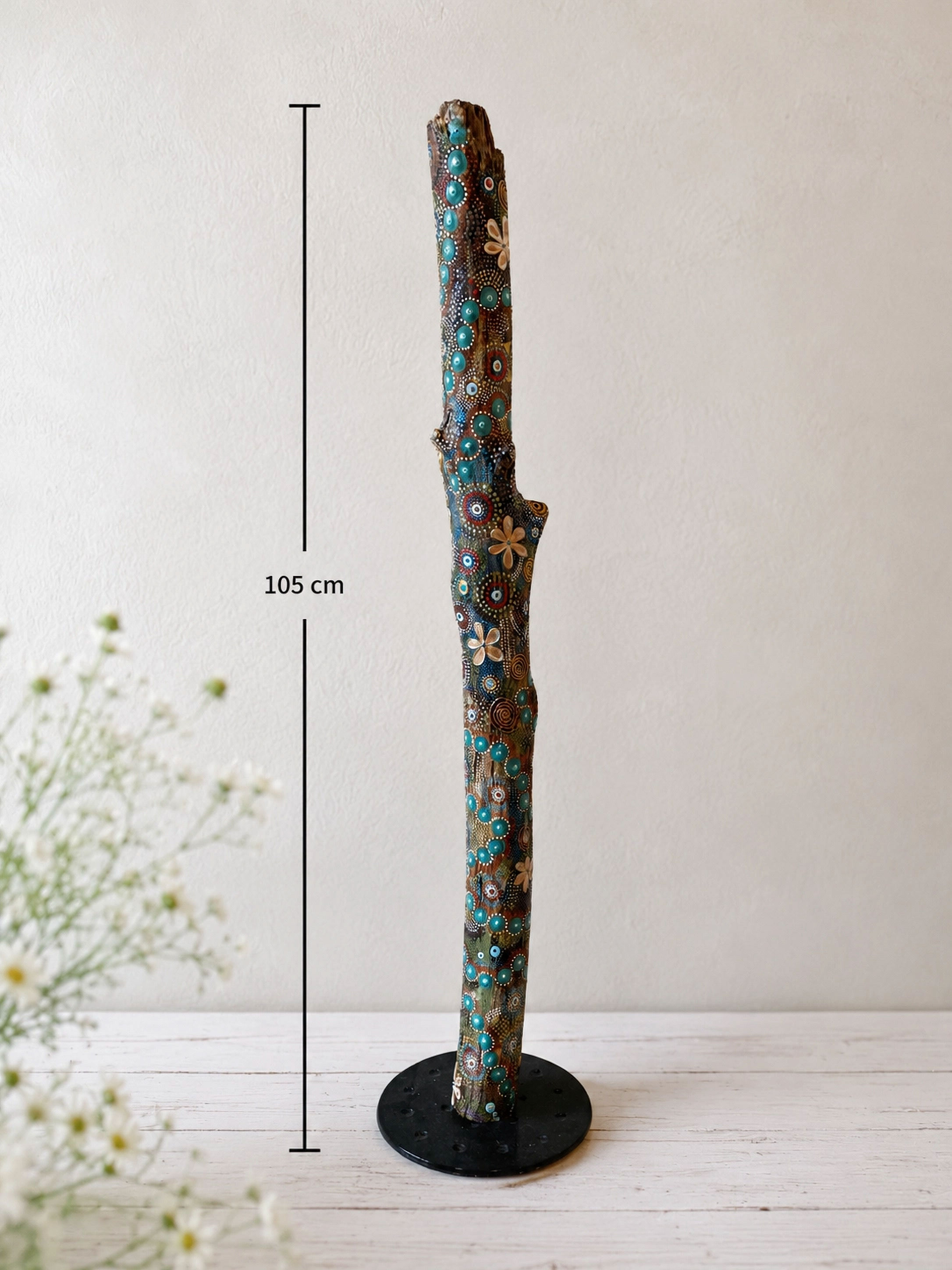 Unieke handbeschilderde staande stak 105 cm kunstwerk luxe interieur
