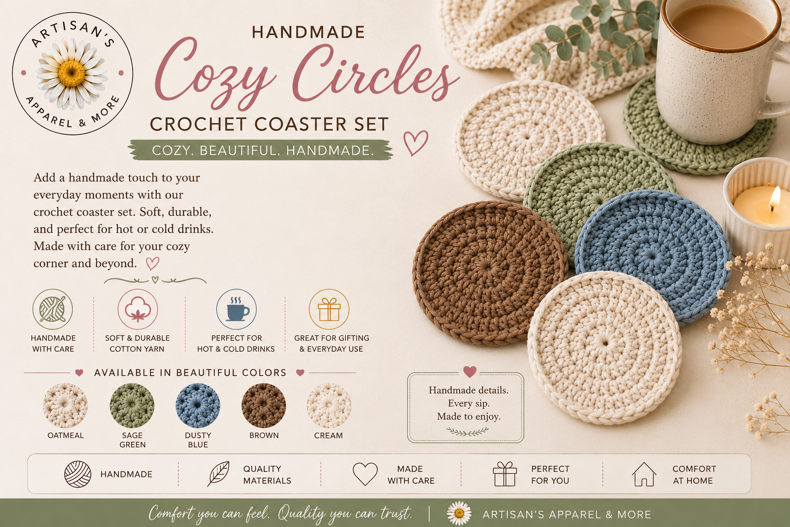 Cozy Circles Crochet Coaster Set