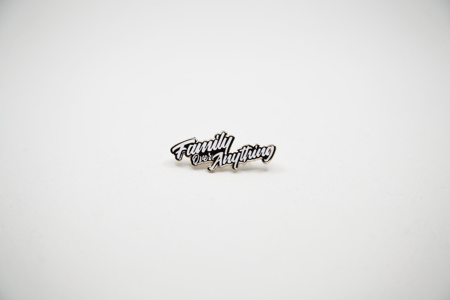 Family Over Anything (Script) Pin (Gold/ White)