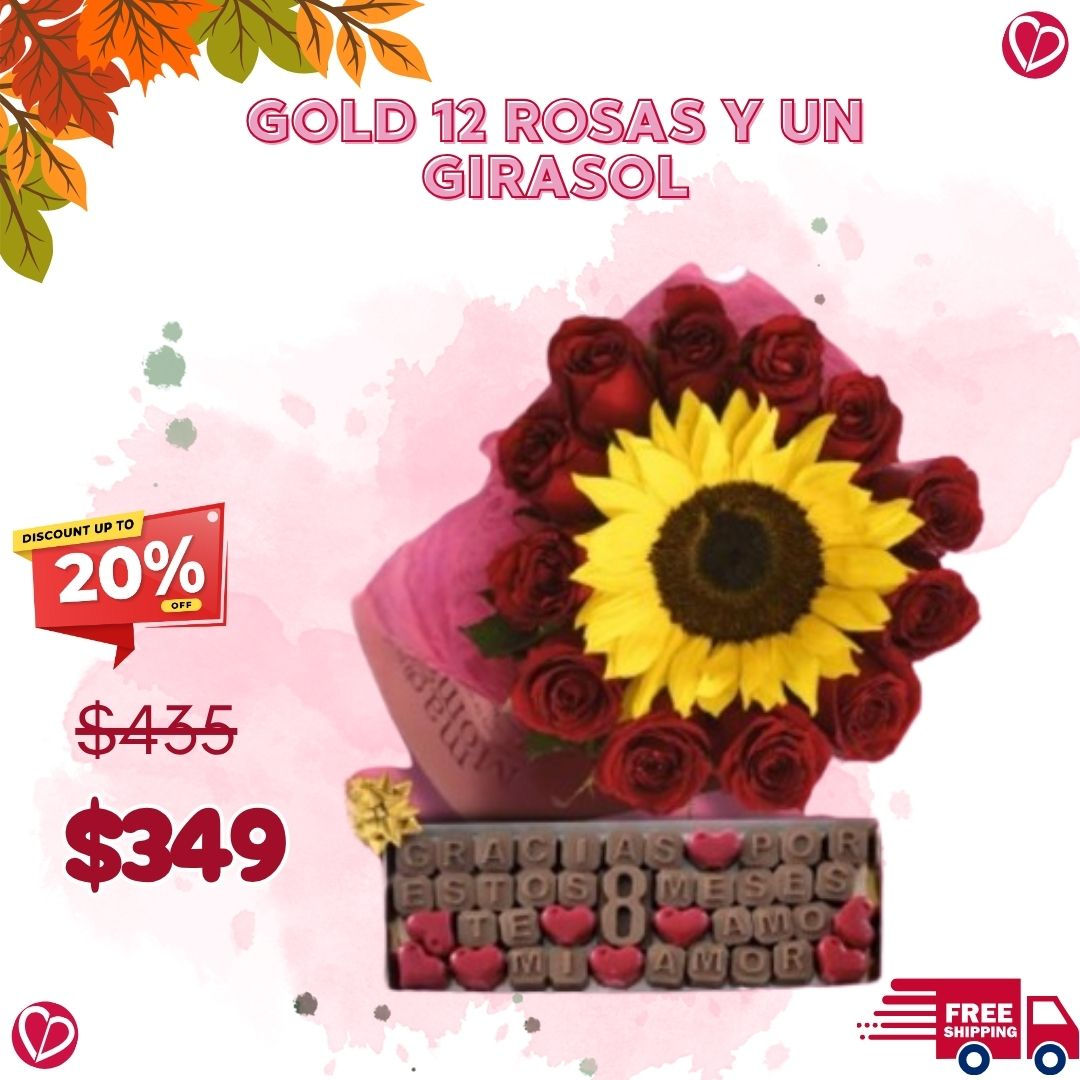 C. Gold 12 rosas y un girasol