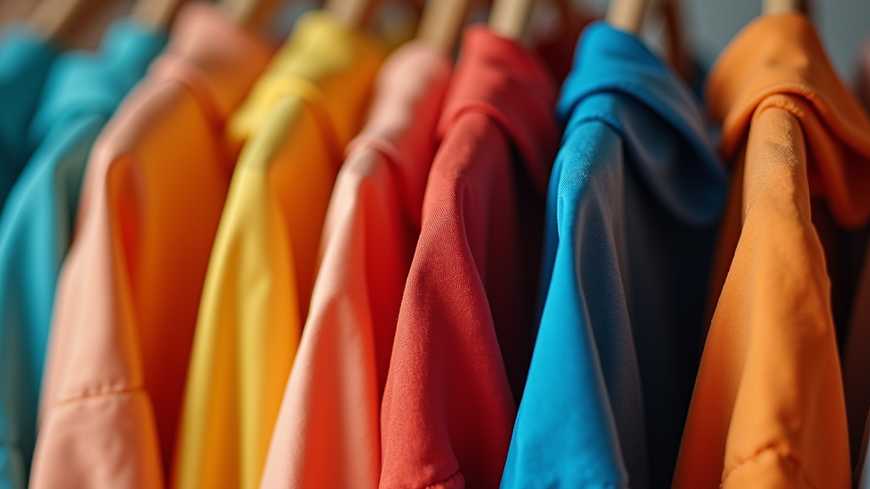 Close-up view of colorful wardrobe and accessories for webcam modeling