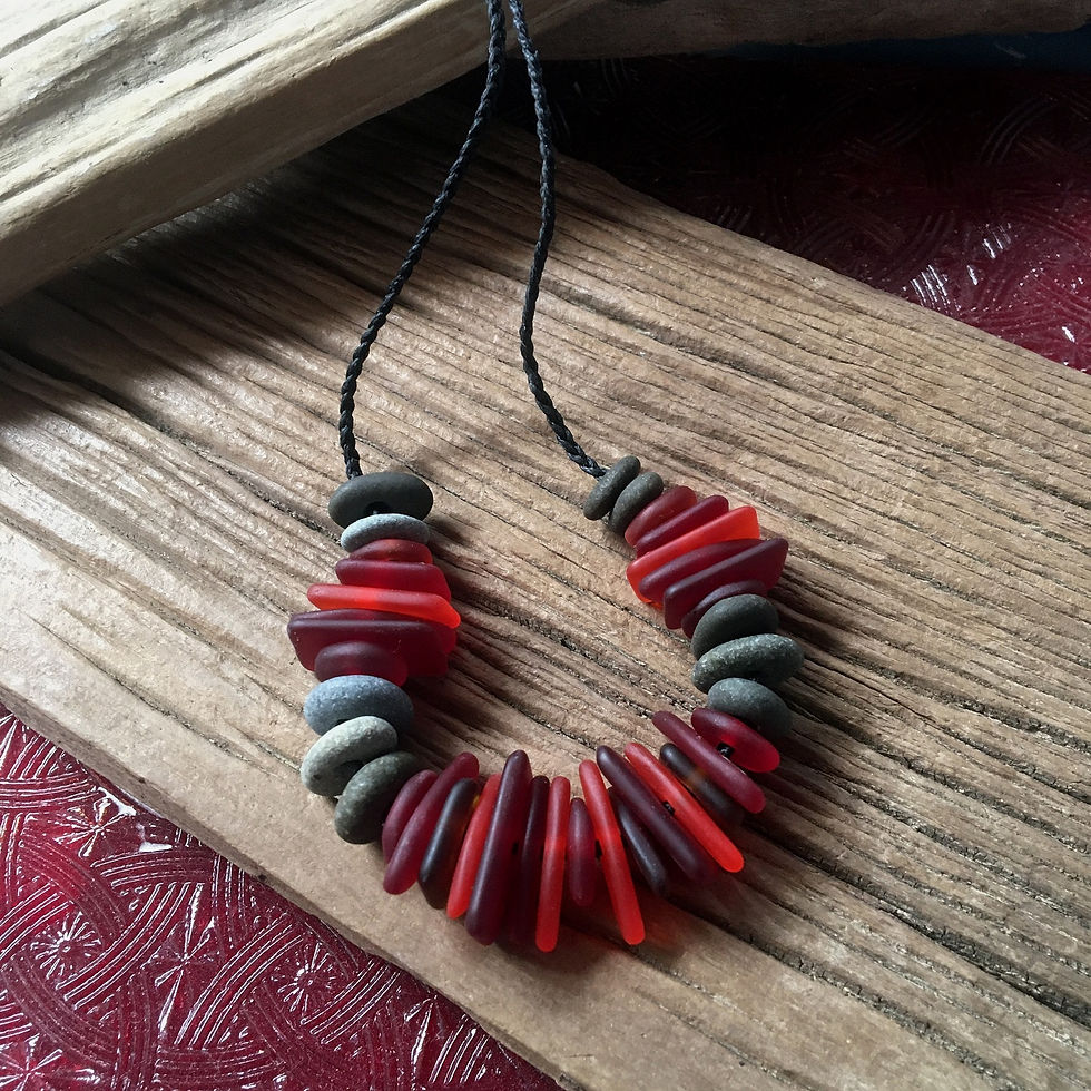 Glass Beads & Beach Stones Necklace