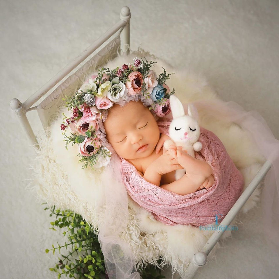 サムネイル： newborn floral bonnet・お花ボンネット・ニューボーン用＃４