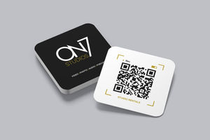Business Card front and back one side with logo, one with QR code.