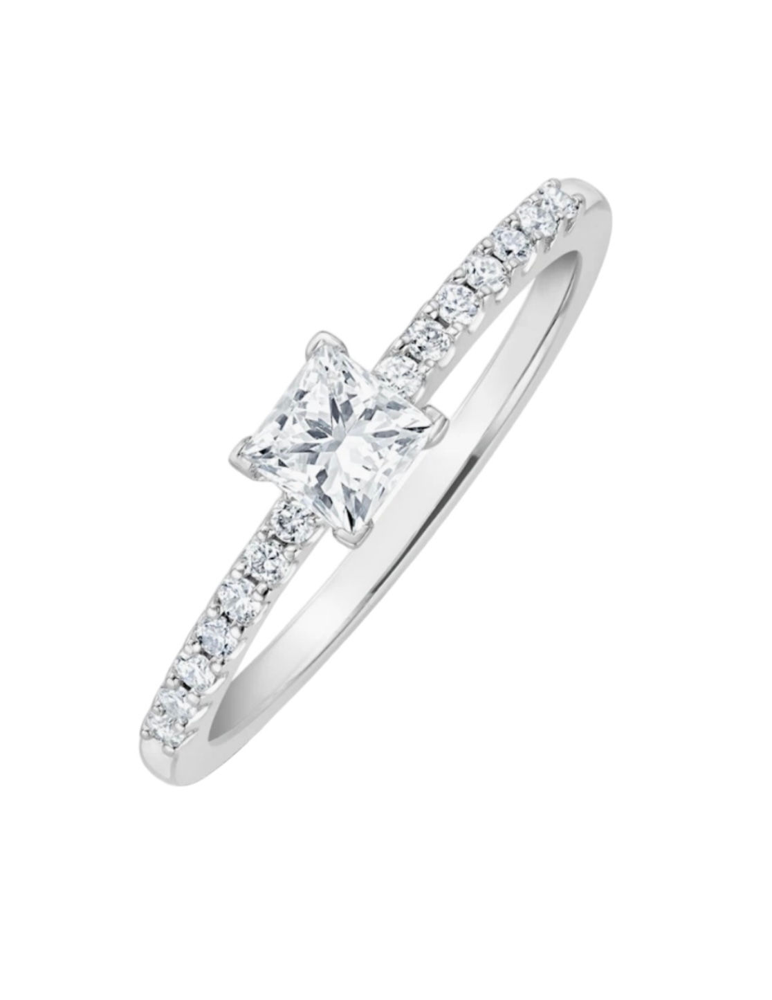 Silver Diamond Square Ring