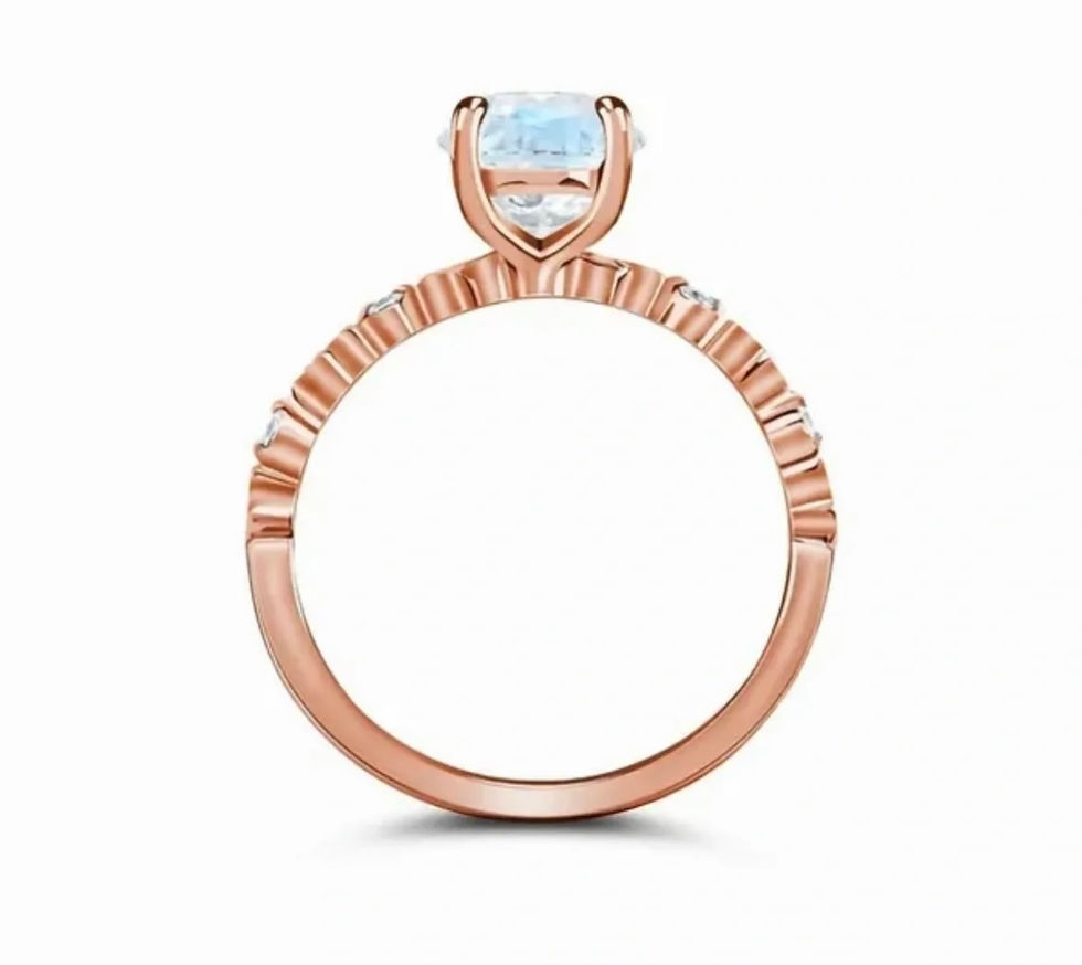 Thumbnail: Moonstone Rose Gold Repeat Crystal Band Ring