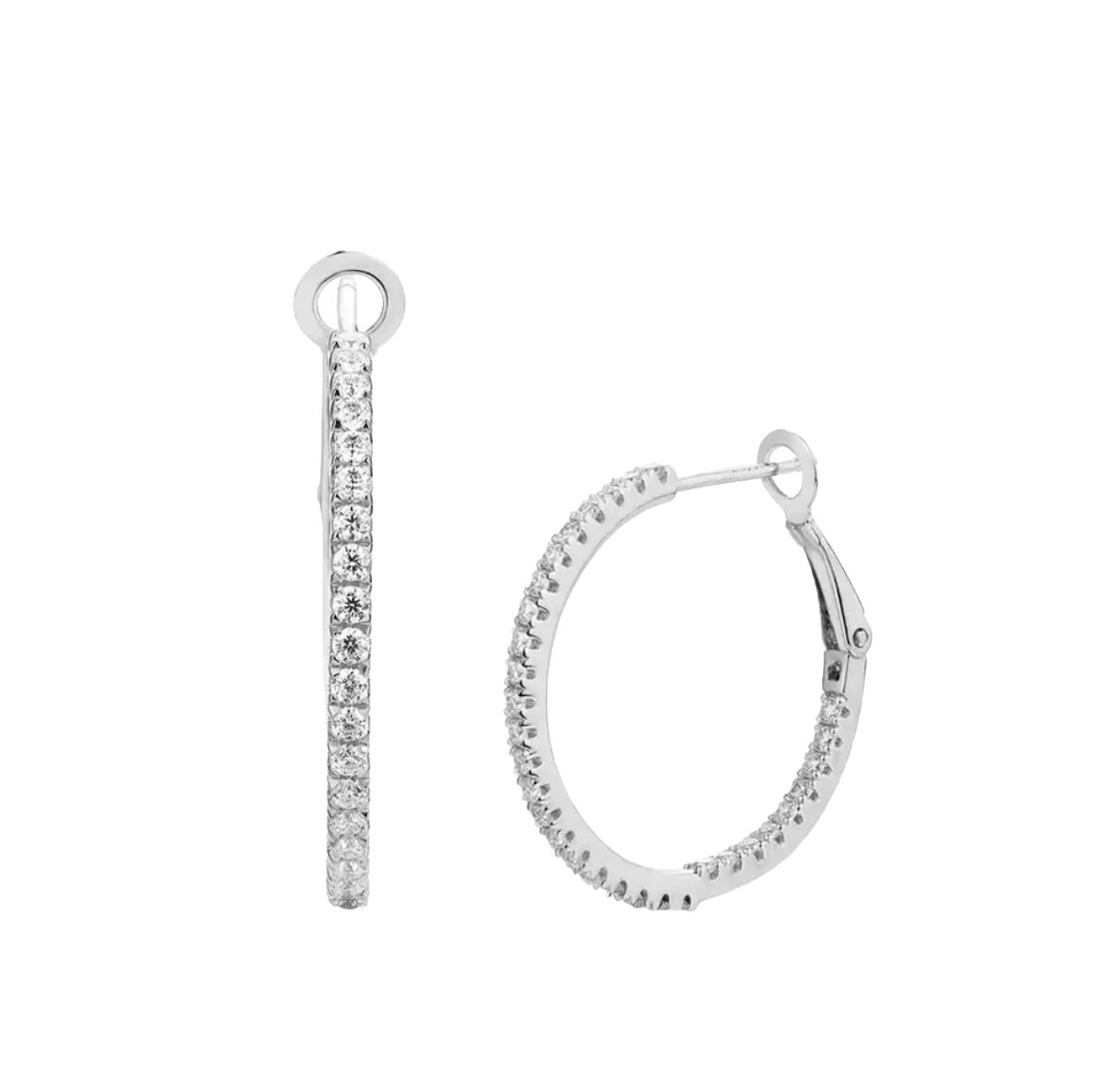Hoop Stud Silver Moissanite Earrings