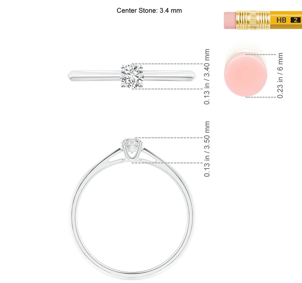 Thumbnail: Round Diamond Silver Solitaire Ring