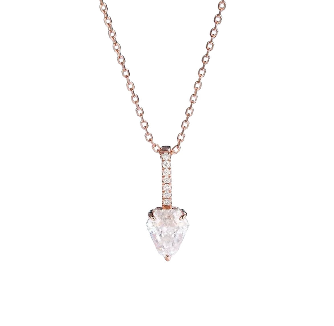Pentagon Flawless Cut Charm Rose Gold Necklace