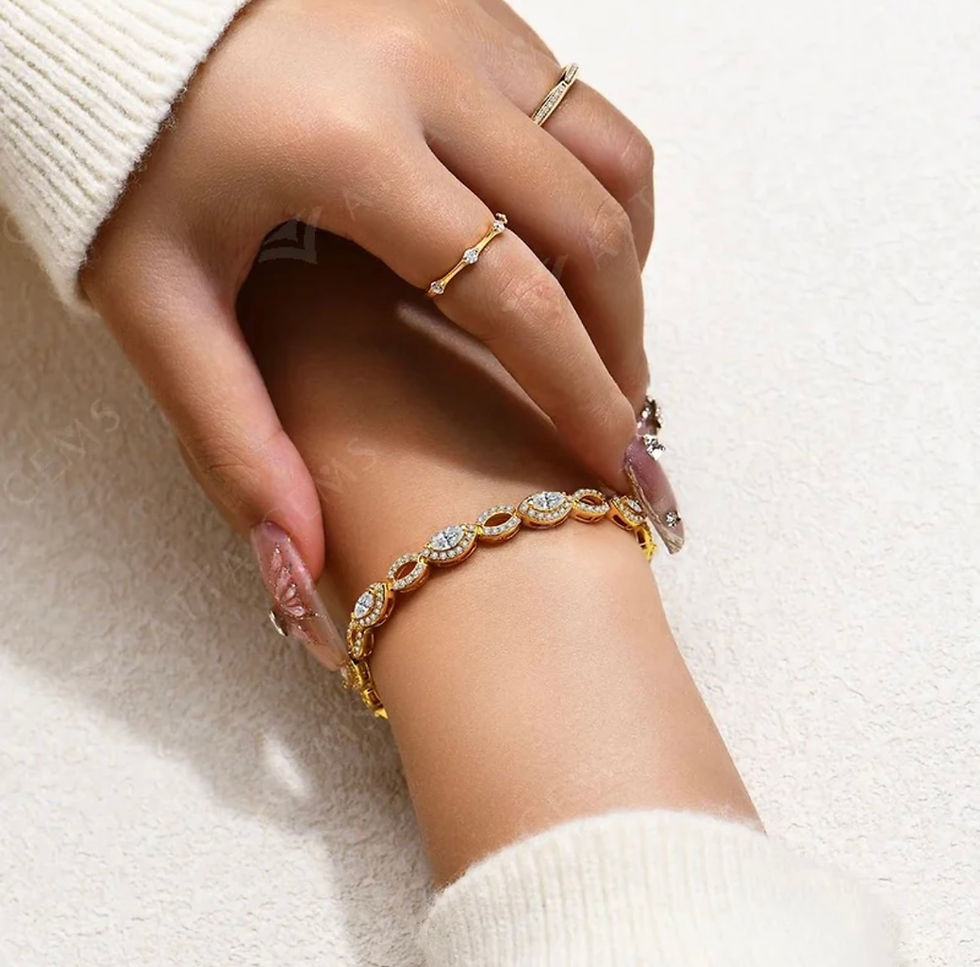 Thumbnail: Marquise Bracelet Rub Over Style In 925 Sterling Silver
