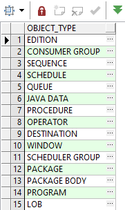Find Database Objects in Oracle
