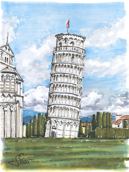 Leaning Tower of Pisa on the Piazza dei Miracoli in Tuscany