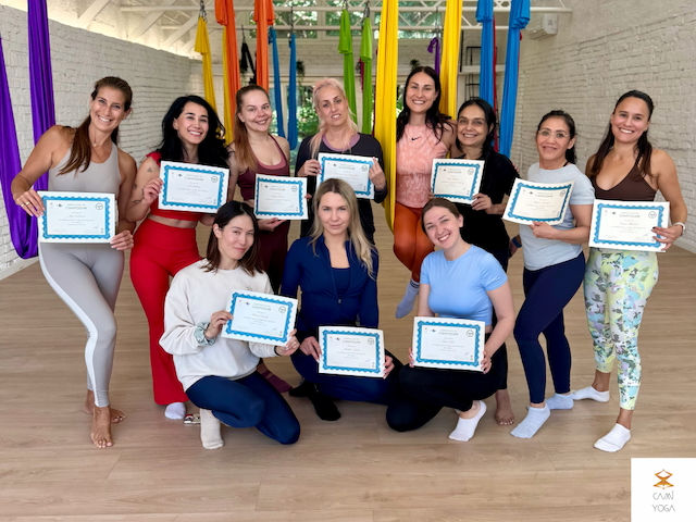 Online Aerial Yoga Teacher Training Camiyogair course silk hammock oro joga class studio Lithuania kaunas