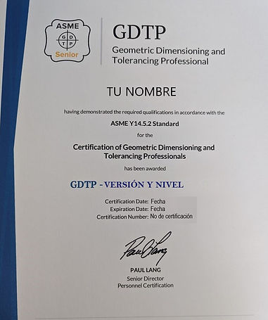 certificado en GD&T ASME GDTP